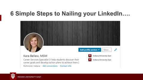 Thumbnail for LinkedIn Workshop _ IU East Career Services
