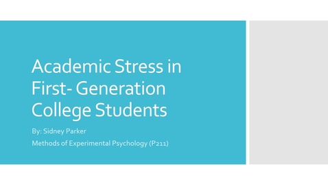 Thumbnail for Sidney Parker Student Research Day Presentation