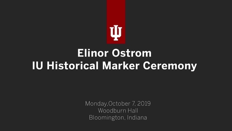 Thumbnail for entry Elinor Ostrom IU Historical Marker Ceremony