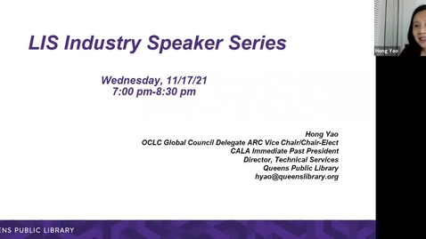 Thumbnail for entry Hong Yao, LIS Industry Speaker Series