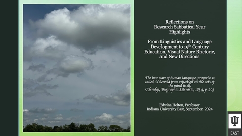 Thumbnail for Edwina Helton - Reflections on Research Sabbatical Year Highlights