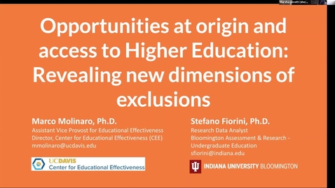 Thumbnail for entry Opportunities at Origin and Access to Higher Education  Revealing New Dimensions of Exclusions