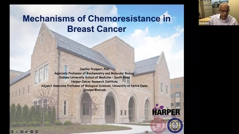 Thumbnail for entry IUSCCC Seminar 1/19/2023: “Mechanisms of Chemoresistance in Breast Cancer” Jeni Prosperi, PhD 
Associate Professor of Biochemistry &amp; Molecular Biology, 
IU School of Medicine
