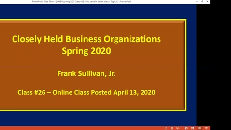 Thumbnail for CHBO Spring 2020 Class #26 - Part 1