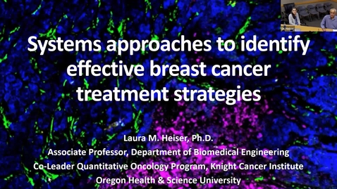 Thumbnail for IUSCCC Seminar 12/15/2022: “Systems approaches to identify effective breast 
cancer treatment strategies” Laura Heiser, PhD Associate Professor of Biomedical Engineering, Knight Cancer Institute, School of Medicine at OSHU
