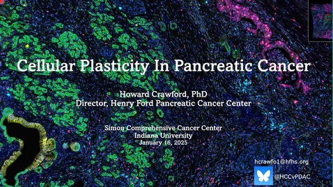 Thumbnail for IUSCCC Seminar 1/16/2025: “Cellular Plasticity in Pancreatic Cancer” Howard Crawford, PhD, Scientific Director, Henry Ford Hospital