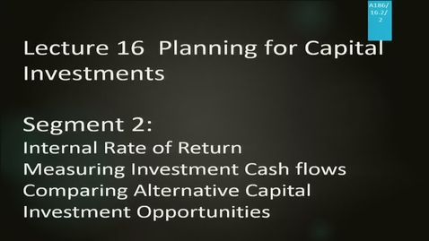 Thumbnail for A186 16-2 Planning for Capital Investments