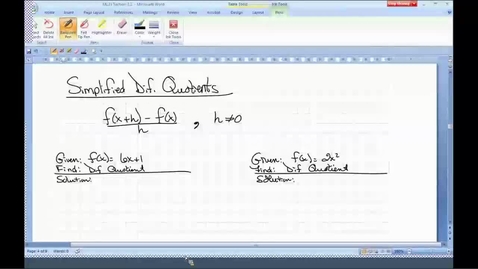 Thumbnail for M123 Section 2.2B Difference Quotient