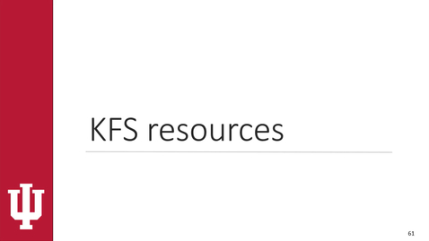 Thumbnail for Getting Started in KFS - Video 14 - KFS Resources