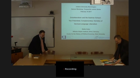Thumbnail for 02/10/2017 Tocquevlle Lecture - Stefan Kolev: “Ordoliberalism and the Austrian School: Two Potentially Complementary Varieties of German-Language Liberalism”