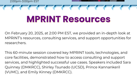 Thumbnail for The MPRINT Webinar Series: MPRINT Resources