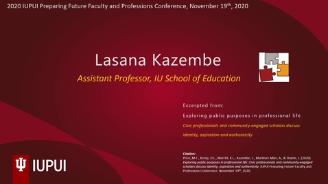 Thumbnail for Exploring Public Purposes in Professional Life: Panelist Lasana Kazembe