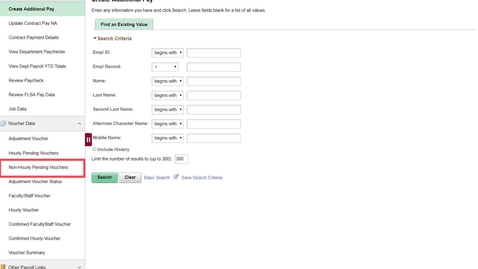 Thumbnail for entry HRMS - Non-Hourly Pending Voucher Search for monthly vouchers