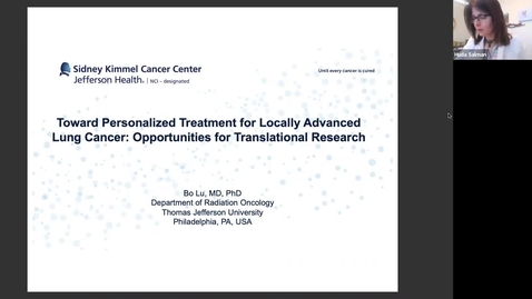 Thumbnail for entry IUSCCC Seminar 3/14/2022: “Toward Personalized Treatment for Locally Advanced Lung Cancer: Opportunities for Translational Research” Bo Lu, MD, PhD, Professor (Tenured), Department of Radiation Oncology, Thomas Jefferson University