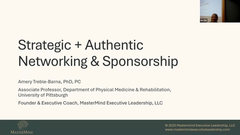 Thumbnail for Medicine Grand Rounds 8/29/2025: “Strategic + Authentic Networking &amp; Sponsorship” Amery Treble-Barna, PhD, PC Associate Professor, Department of Physical Medicine and Rehabilitation, University of Pittsburgh School of Medicine