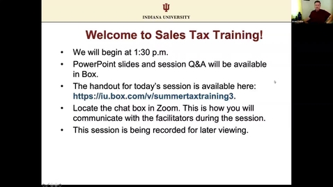 Thumbnail for entry Summer Tax Training Series 2020 - Sales Tax