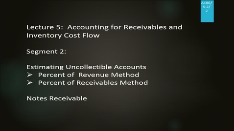 Thumbnail for entry A186 05-2 Accounting for Receivables &amp; Inventory Cost Flow