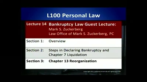 Thumbnail for entry L100 14-2 Steps in Declaring Bankruptcy and Chapter 7 Liquidation