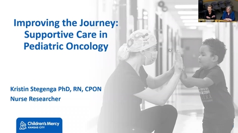 Thumbnail for entry IUSCCC Seminar 2/9/2023: “Improving the journey: Supportive care in pediatric oncology”    Kristin A. Stegenga, PhD, CPON
Nurse Researcher
Department of Pediatrics- Hematology/Oncology 
Children’s Mercy Hospital
