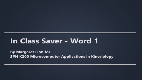 Thumbnail for entry In Class Saver - Word 1 - K200