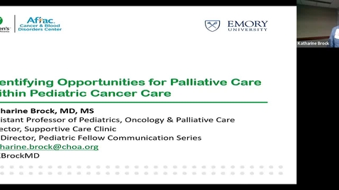 Thumbnail for IUSCCC Grans Rounds 3/4/2022: “Identifying Opportunities for Palliative Care within Pediatric Cancer Care” Dr. Katherine Brock,  
Assistant Professor, Department of Pediatrics
Emory University

