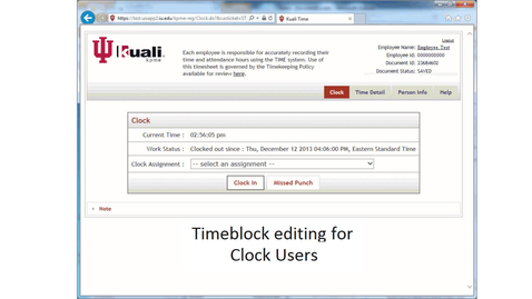 Thumbnail for Clock Entry Edit a Timeblock