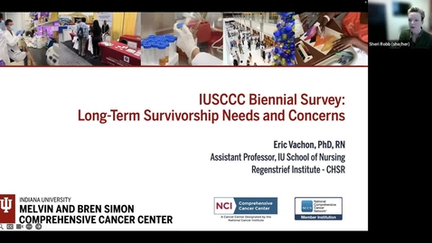 Thumbnail for IUSCCC Grand Rounds 3/1/2024: “IUSCCC Biennial Survey: Long-Term Survivorship Needs and Concerns” Eric Vachon, PhD, RN
