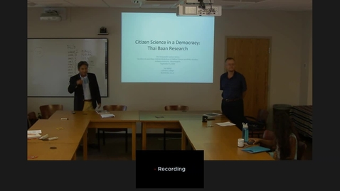 Thumbnail for 09/09/16 - Tocqueville Lecture Series: Tun Myint: &quot;Citizen Science in a Democracy: The Case of Thai Baan Research&quot;