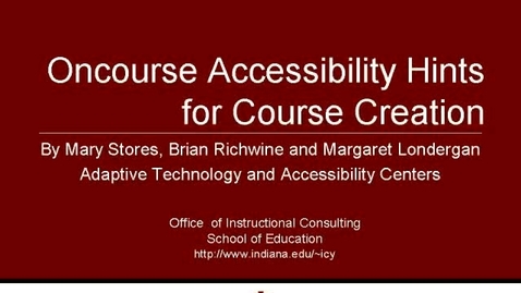 Thumbnail for Oncourse Accessibility Hints for Course Creation