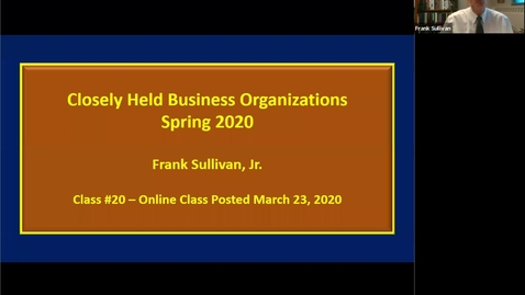 Thumbnail for CHBO Spring 2020 Class #20 - Part 1