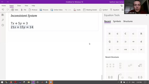 Thumbnail for entry Alg 3.4: Solving 2x2 Linear Systems using Matrices - Inconsistent Example