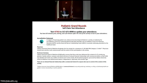 Thumbnail for McCarthy Lecturship presents Pediatric Transfusions: What’s New? Pediatric Grand Rounds Lecture Series 2019