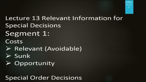 Thumbnail for A186 13-1 Relevant Information for Special Decisions