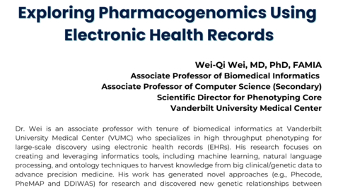 Thumbnail for The MPRINT Webinar Series: &quot;Exploring Pharmacogenomics Using Electronic Health Records&quot;