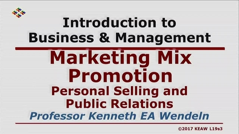 Thumbnail for entry X100 19-3 Personal Selling and Public Relations