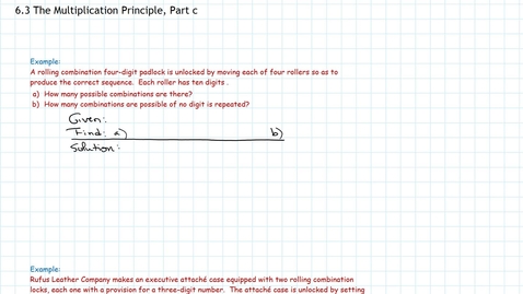 Thumbnail for Multiplication Principle, Part c, Examples