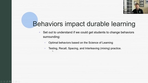 Thumbnail for entry U-Behavior, a teaching and learning method to change learning behaviors and support durable life-long learning - Dr. James Folkestad