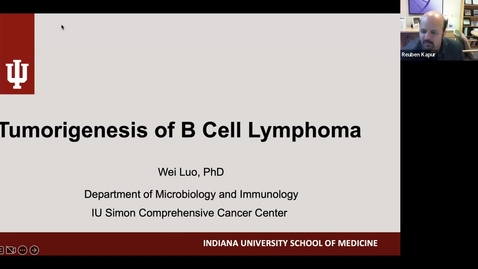 Thumbnail for entry IUSCCC Seminar Series 1/26/2023: “ Tumorigenesis of B cell lymphoma” Wei Luo, PhD Assistant Professor of Microbiology &amp; Immunology, IU School of Medicine
