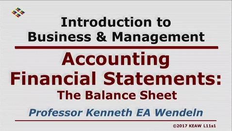 Thumbnail for X100 11-1 The Balance Sheet