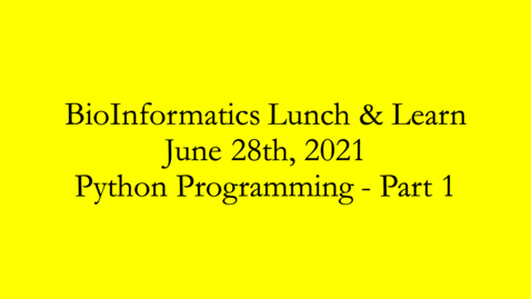 Thumbnail for Python Programming Part 1