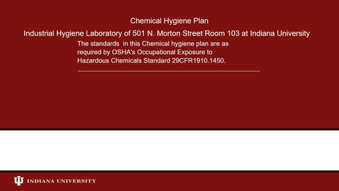 Thumbnail for entry Chemical Hygiene Plan Industrial Hygiene Laboratory