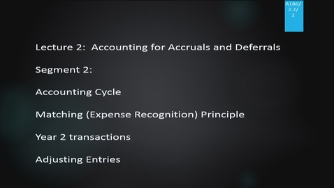 Thumbnail for entry A186 02-2 Accounting for Accruals &amp; Deferrals