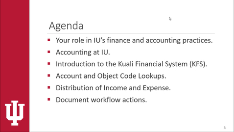 Thumbnail for Getting Started in KFS - Video 2 - Agenda and Learning Objectives