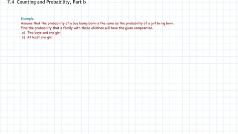 Thumbnail for entry Counting and Probability, Part b, Examples