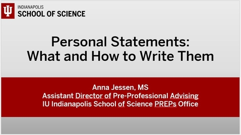 Thumbnail for PREPs Professional School Application Series: Personal Statement Workshop