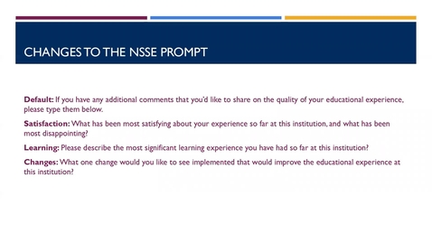 Thumbnail for entry Hearing the Students' Voice: Using NSSE Comments: