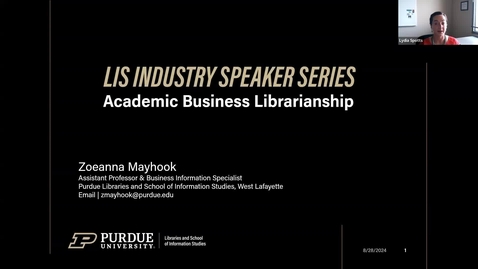 Thumbnail for Zoeanna Mayhook, LIS Industry Speaker Series