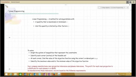 Thumbnail for entry B111 M123 College Algebra, Linear Programming, 5.6