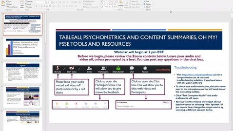 Thumbnail for Tableau, Psychometrics, and Content Summaries, Oh My! FSSE Tools and Resources   