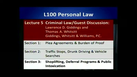 Thumbnail for L100 05-3 Shoplifting, Deferral Programs &amp; Public Intoxication